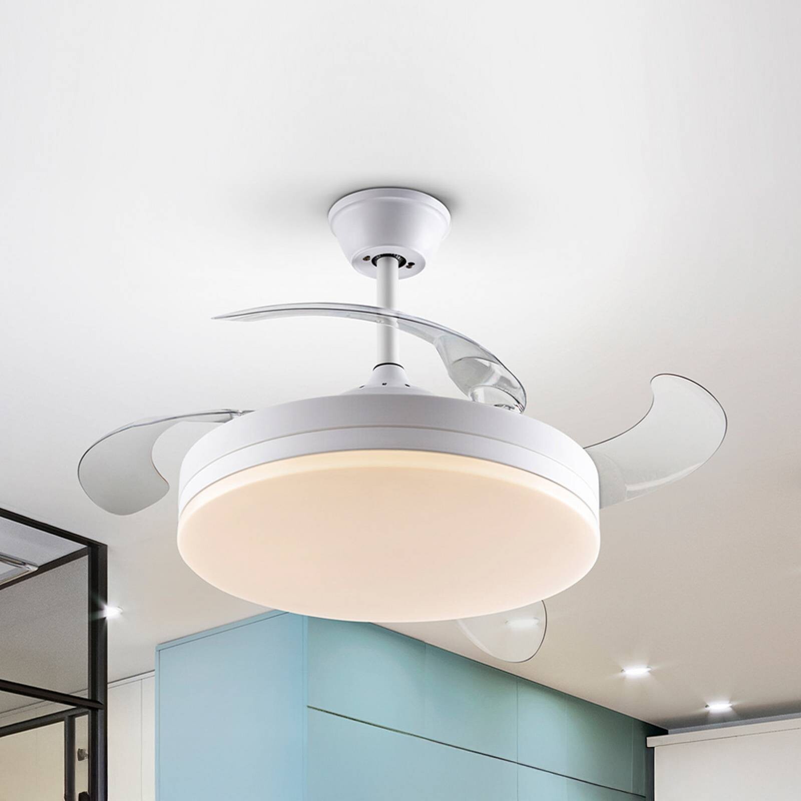 LED stropný ventilátor Vento biela/dymovo sivá DC, Ø 100 cm tichý