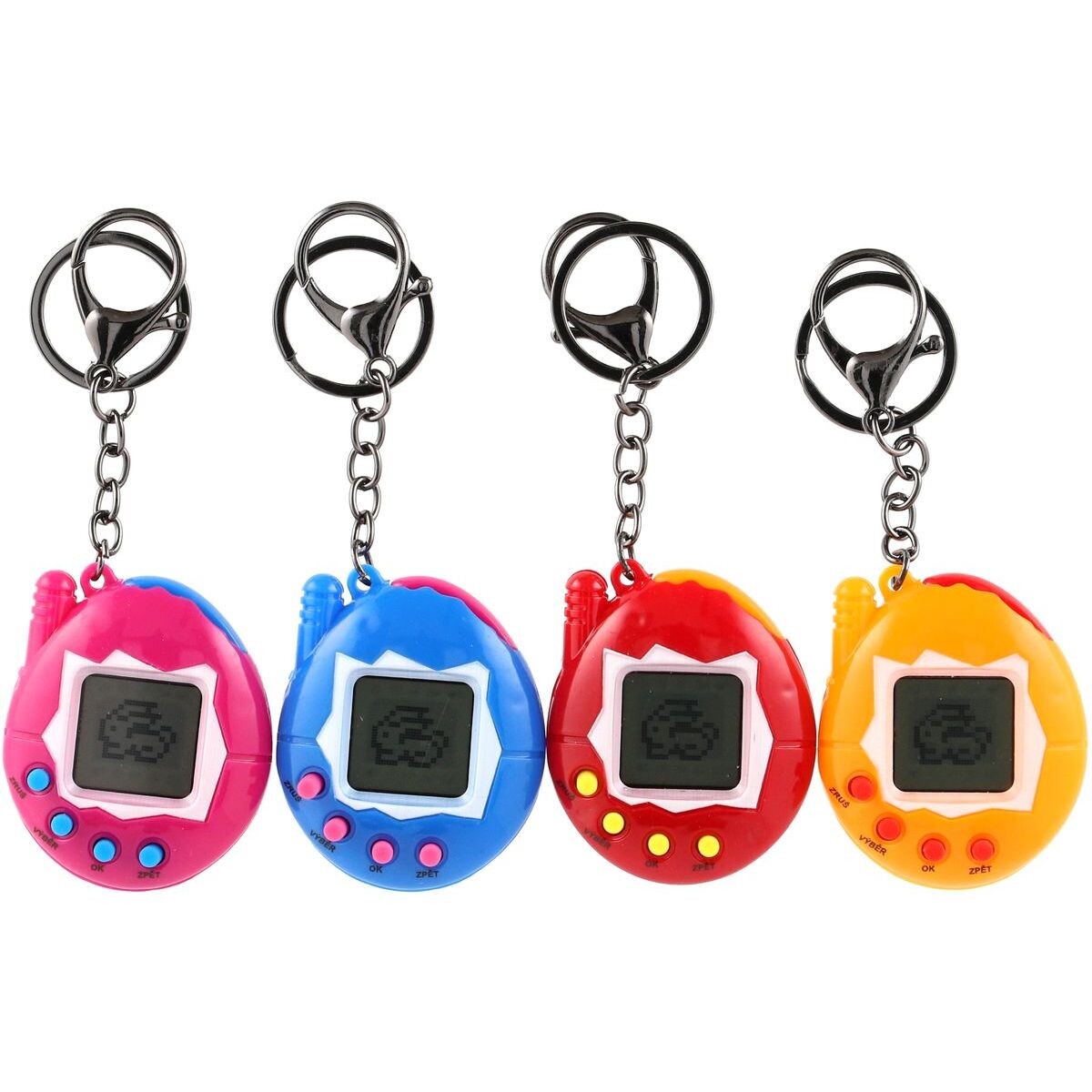 Teddies Zvieratko elektronické prívesok plast 5x6cm na bat. 4 farby so zvukom na karte 12ks v boxe