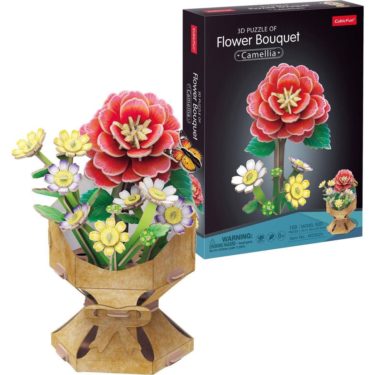 CubicFun Puzzle 3D Kytica z kvetov kamélií 109 dielikov