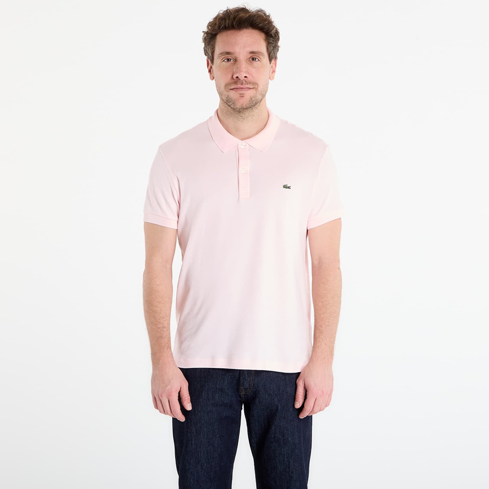Tričko LACOSTE Short Sleeved Ribbed Collar Shirt Flamingo 4