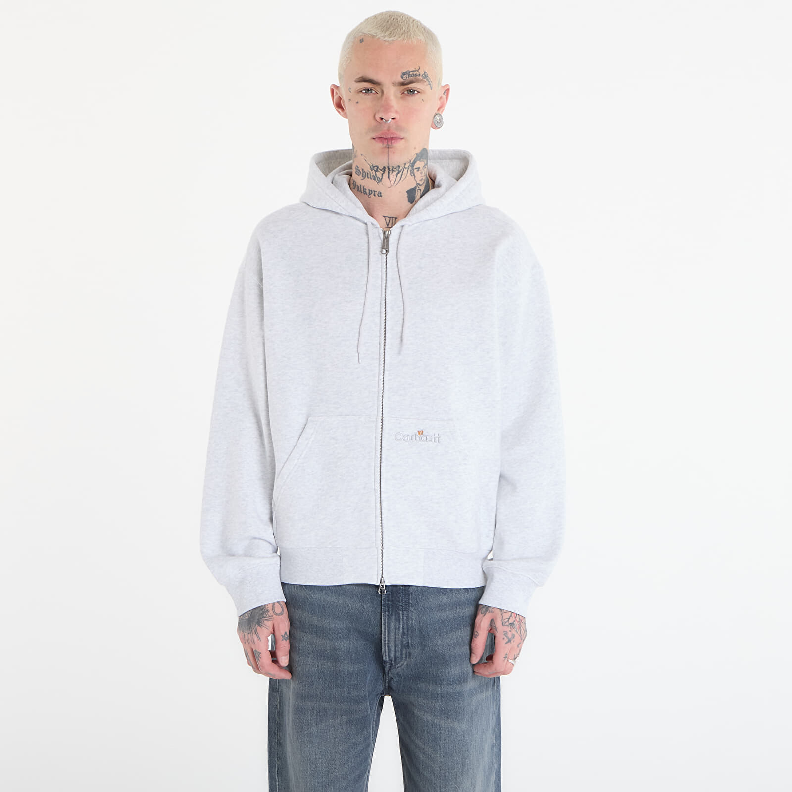 Mikina Carhartt WIP Hooded WIP Label Sweat Jacket UNISEX Ash Heather M
