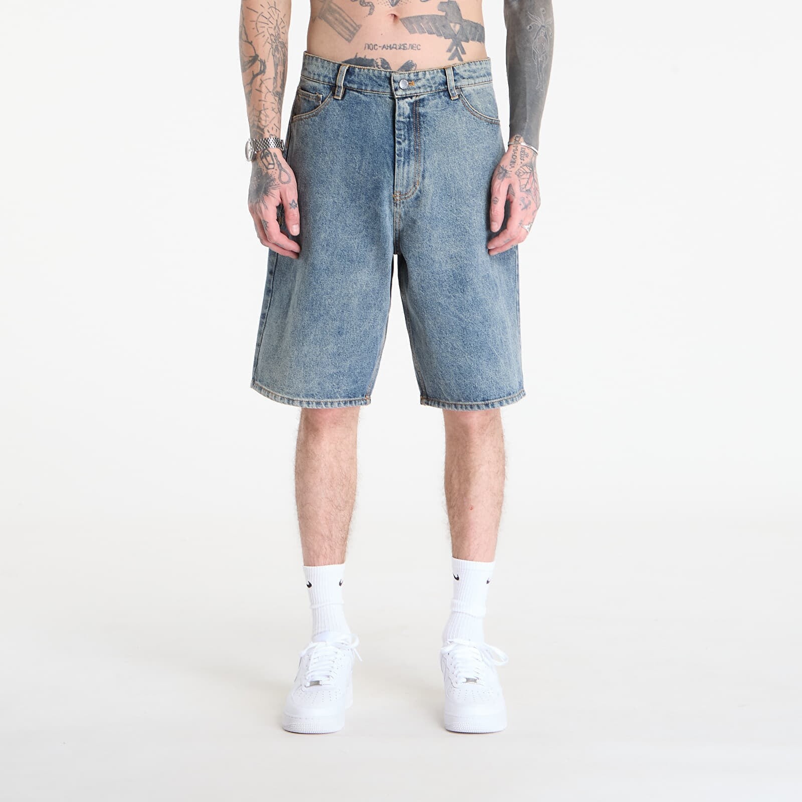 Šortky Daily Paper Compact Shield Embroidery Denim Shorts Denim M