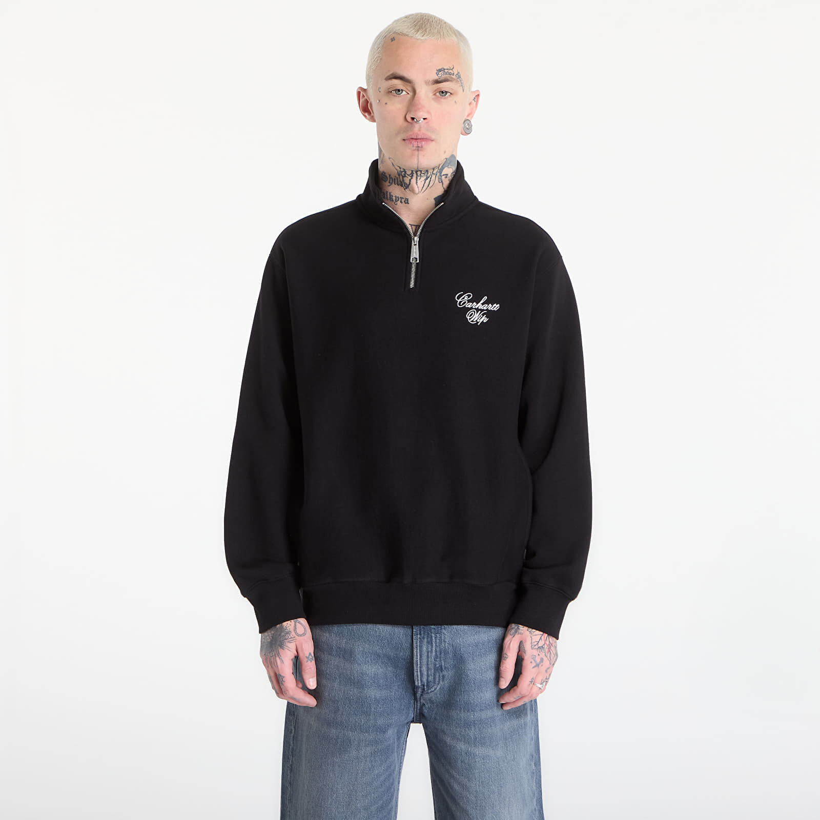 Mikina Carhartt WIP Longhand Half Zip Sweat UNISEX Black/ White L