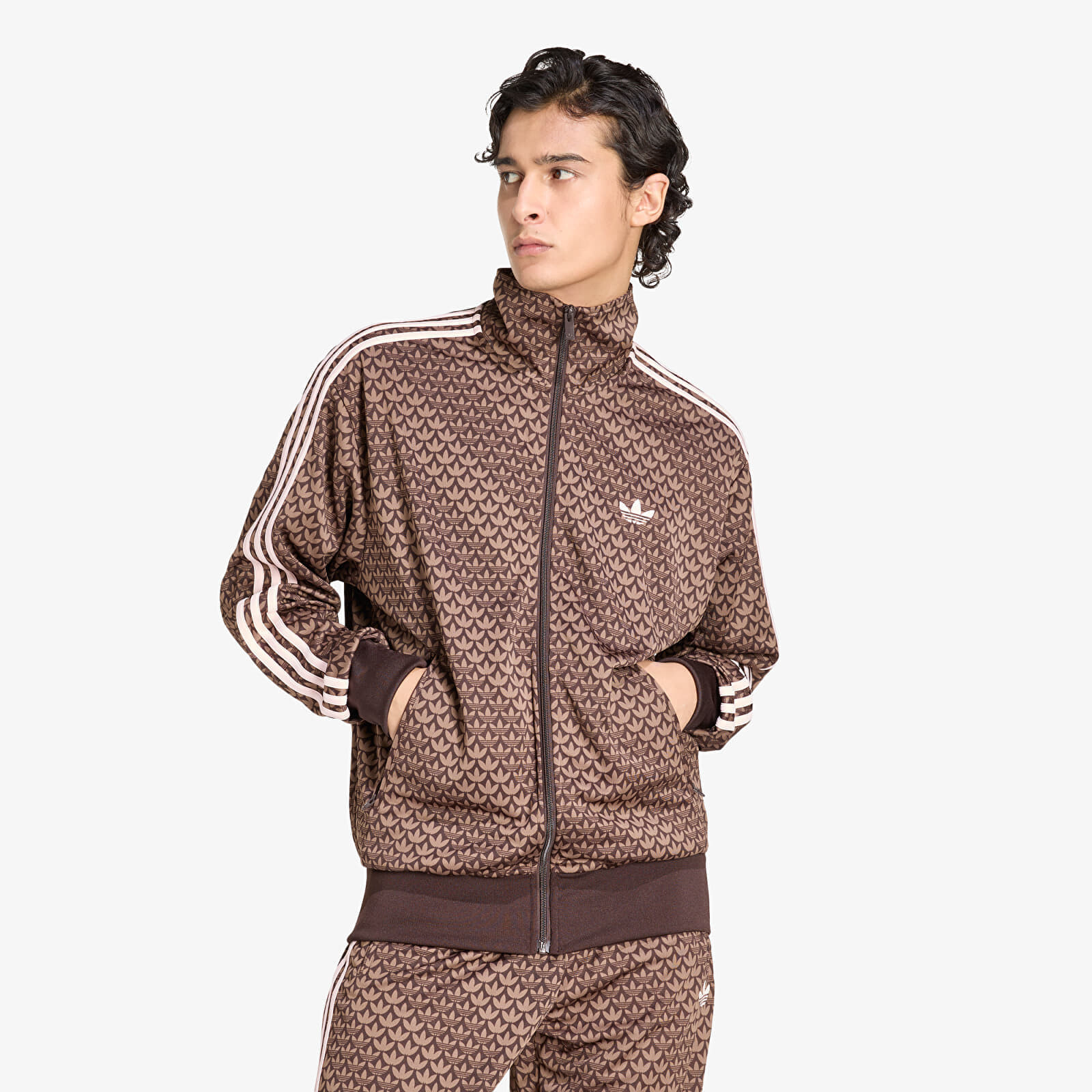Mikina adidas Firebird Loose Monogram Track Top Aurora Coffee/ Earth Strata/ Sandy Pink L