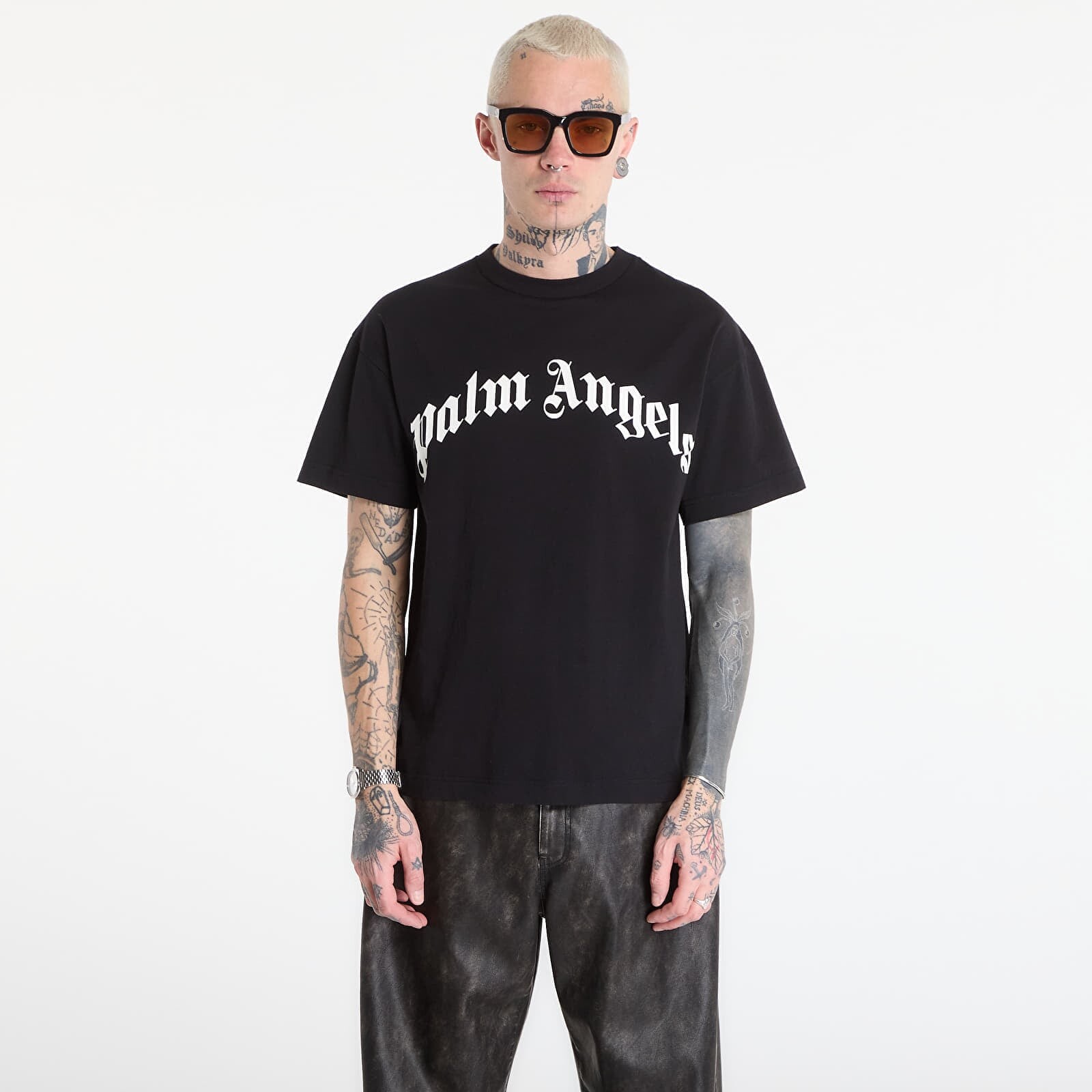 Tričko Palm Angels Curved Logo Regular Tee UNISEX Black/ Off White M