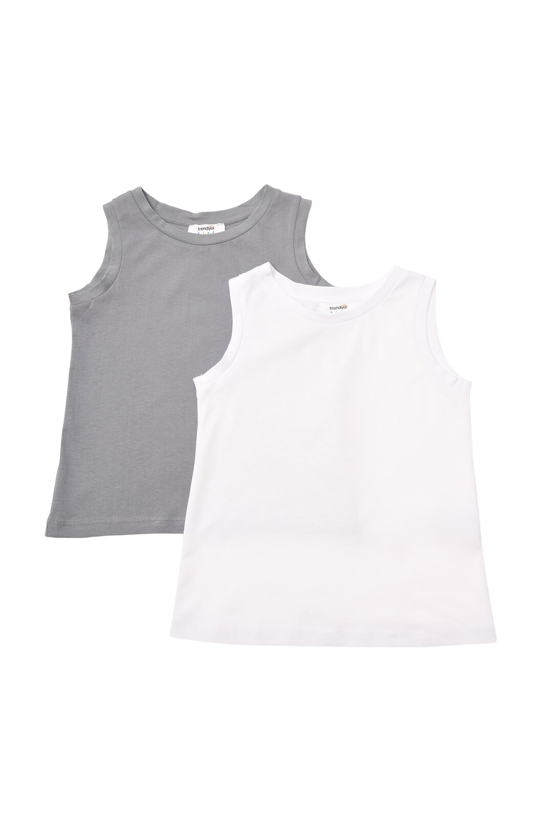 Trendyol White-Grey 2-Pack Boy's Basic Knitted Singlet