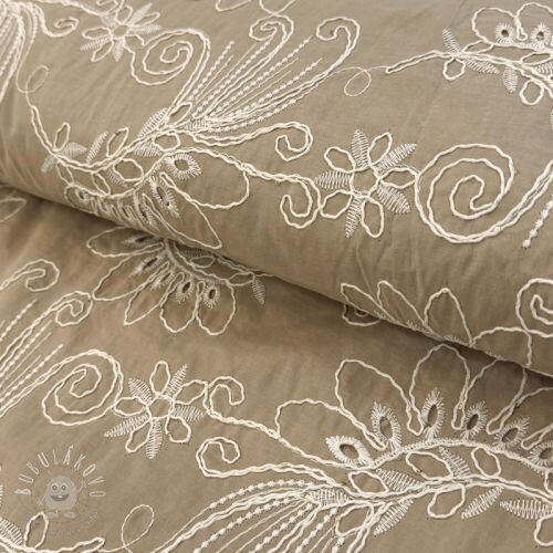 Bavlnená látka VOILE EMBROIDERY Kokka natural