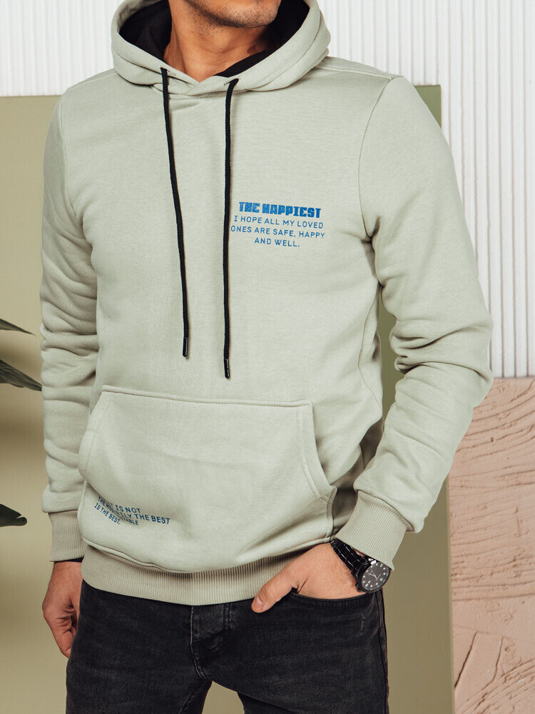 Pánska mikina s kapucňou v olivovej farbe