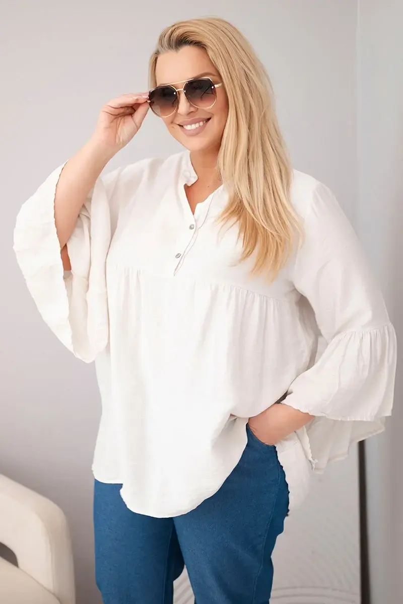 Plus Size dámska blúzka Kesi s volánovými rukávmi