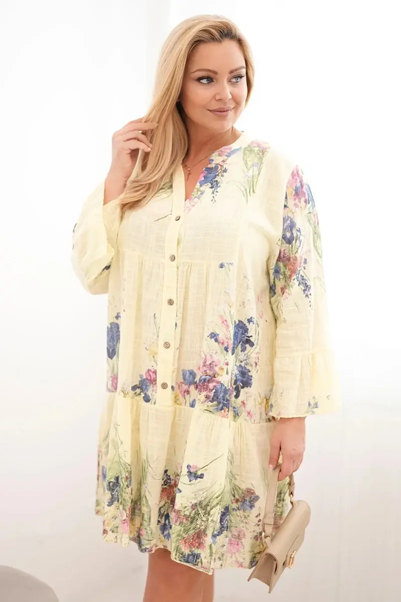 Kesi plus-size bavlnené šaty s kvetinovým vzorom