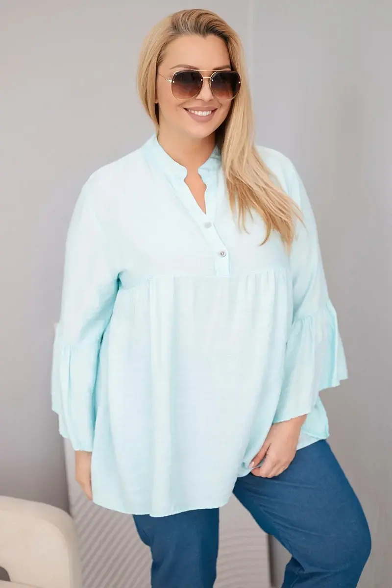 Kesi dámska plus-size viskózová blúzka s volánovým rukávom