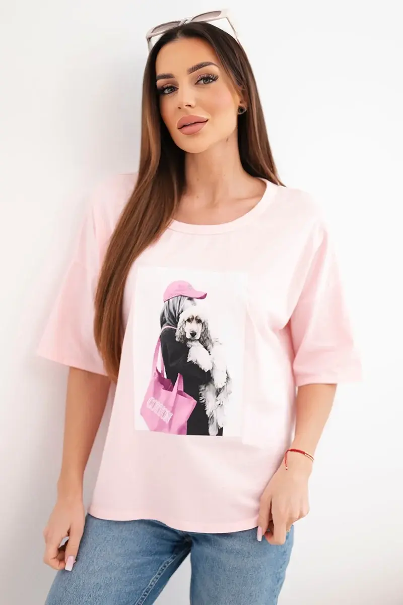 Kesi Włoski dámsky oversized bavlnený top s krátkymi rukávmi