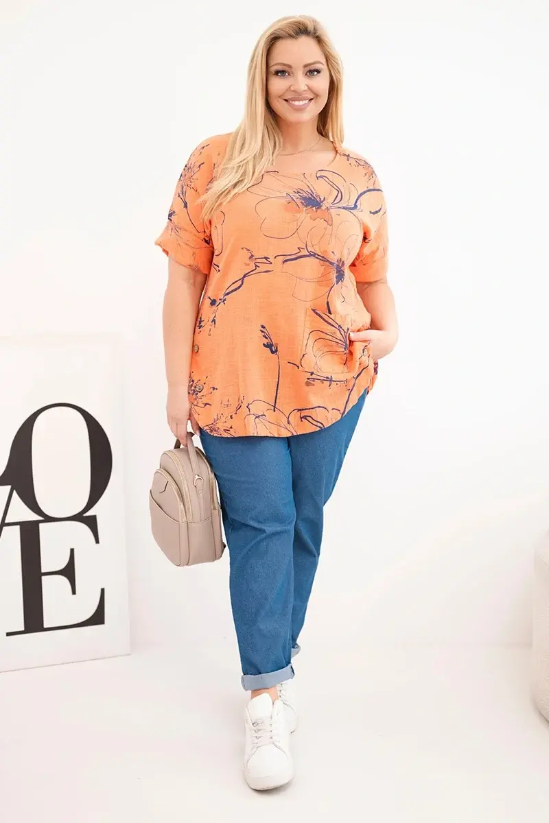 Kesi dámsky Plus Size top s krátkymi rukávmi