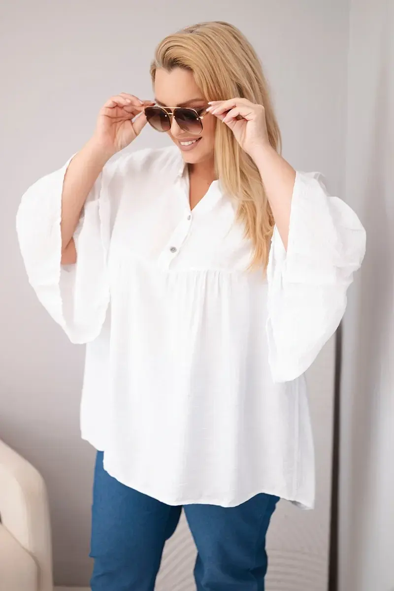 Plus size blúzka Kesi s riasenými rukávmi