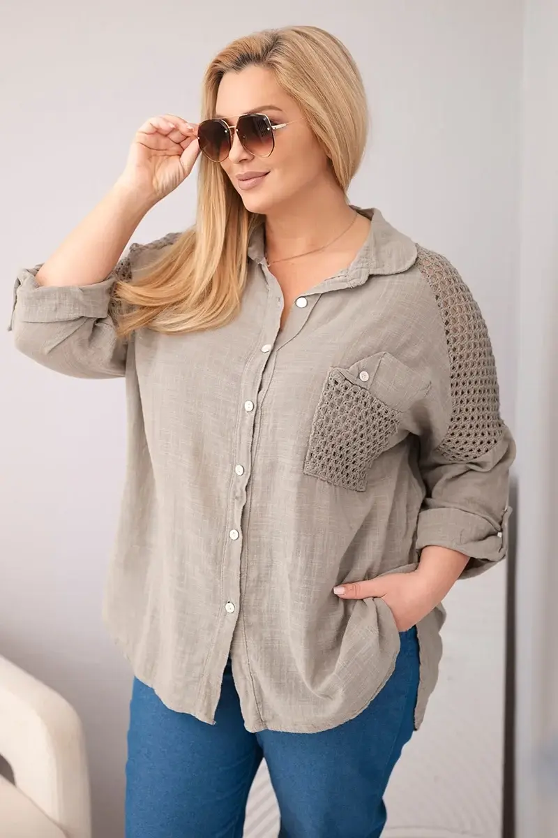 Kesi Włoski dámska košeľa s golierom a čipkou