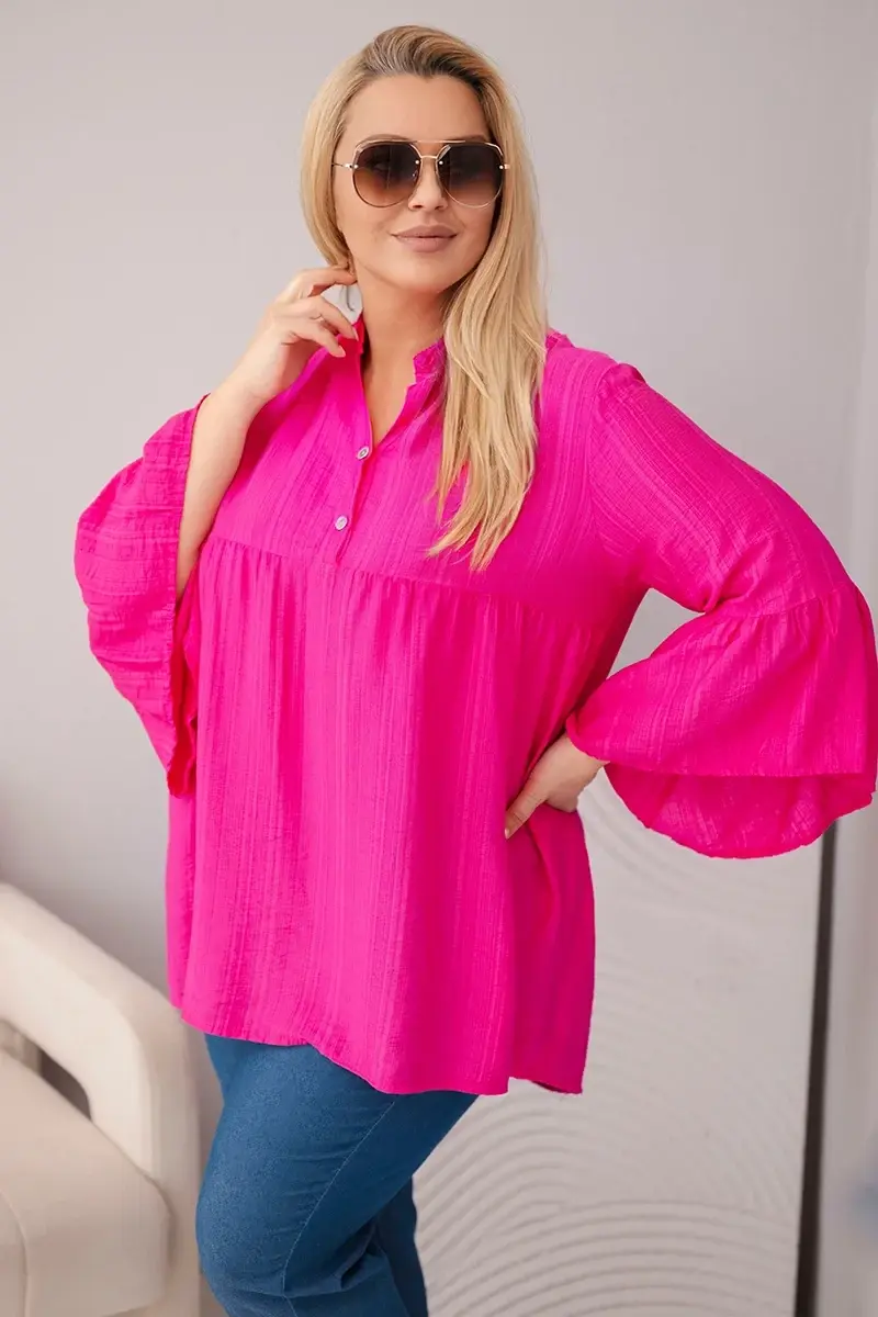 Plus size viskózová blúzka Kesi s volánovými rukávmi