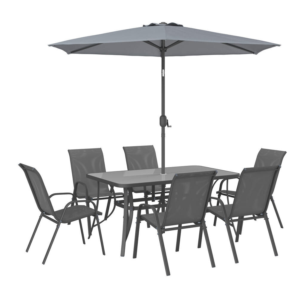 Ambia Garden SÚPRAVA ZÁHRADNÉHO NÁBYTKU 8-dielne, kov, sklo, textil