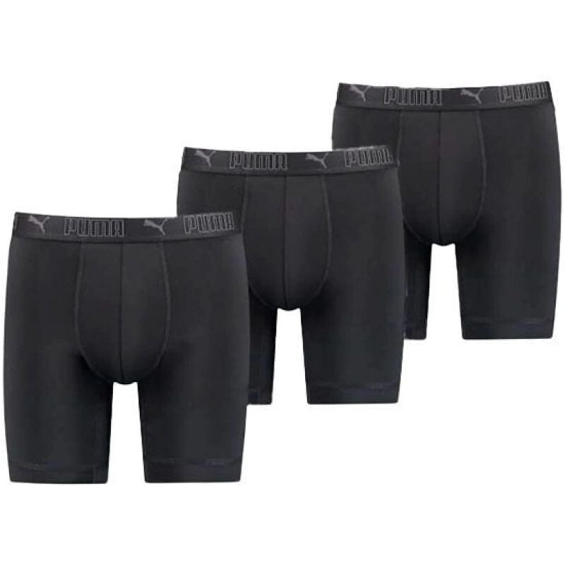 Puma Pánske dlhé 3-pakové čierne pohodlné boxerky XL