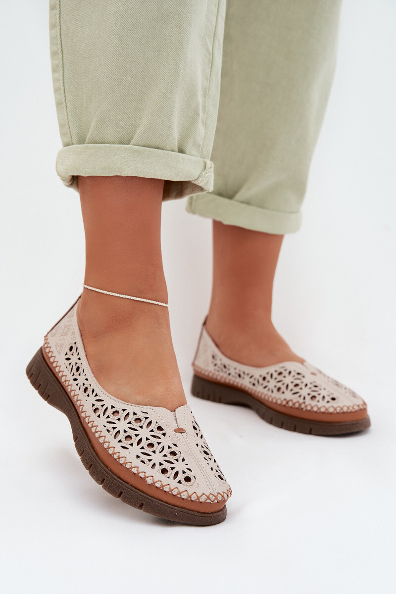 Dámské krajkové baleríny z přírodní kůže Sergio Leone SP-006 šedé 38