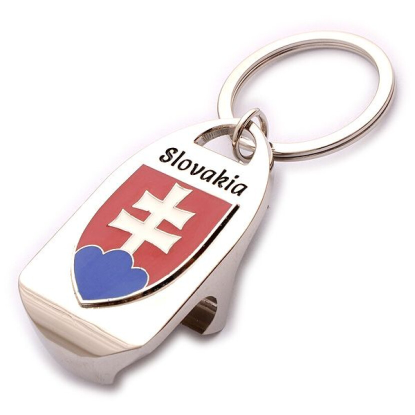 Prívesok s otváračom Slovakia a slovenským znakom - strieborný