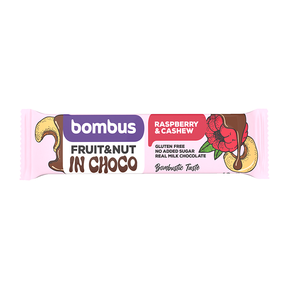 BOMBUS Fruit & nut malina ovocná tyčinka 40 g