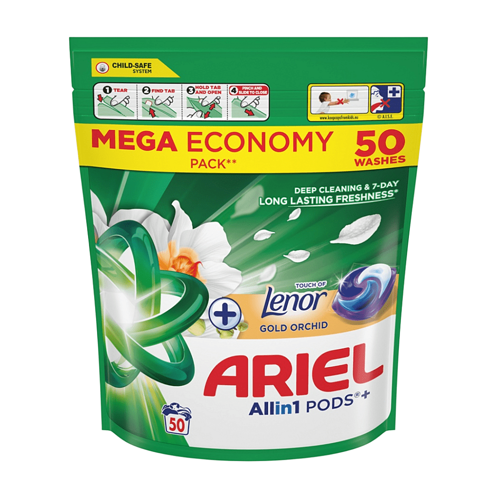 ARIEL Kapsule na pranie Gold Orchid + Lenor 50 kusov