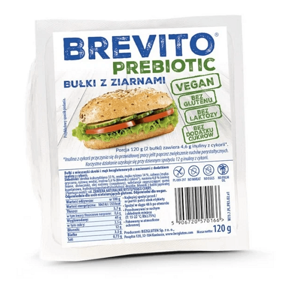 BEZGLUTEN Brevito prebiotic žemle so semienkami bez lepku 120 g