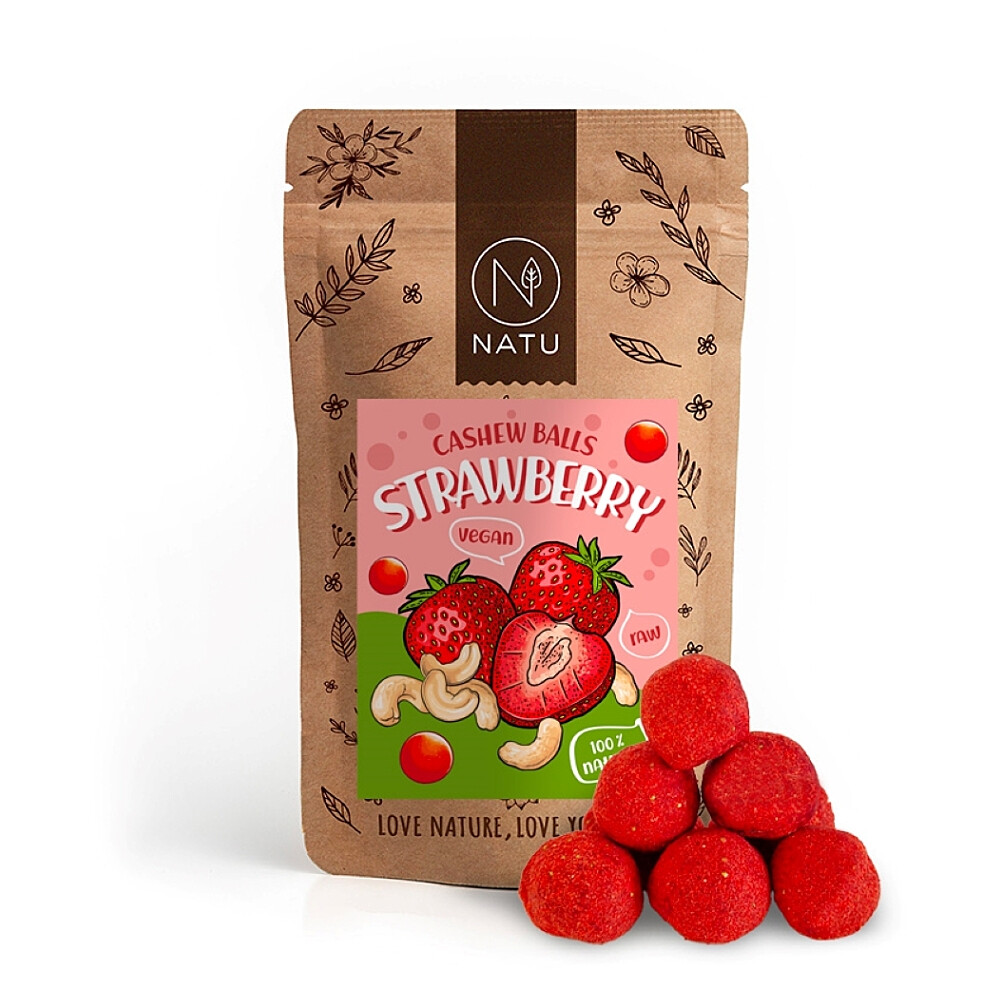 NATU Jahodové guličky s kešu krémom 70 g