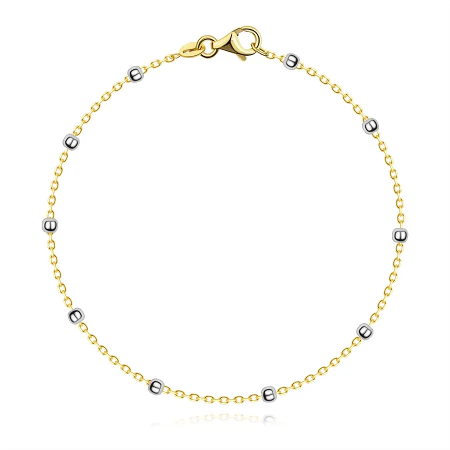 Zlatý náramok 14K z kombinovaného zlata s guľôčkami