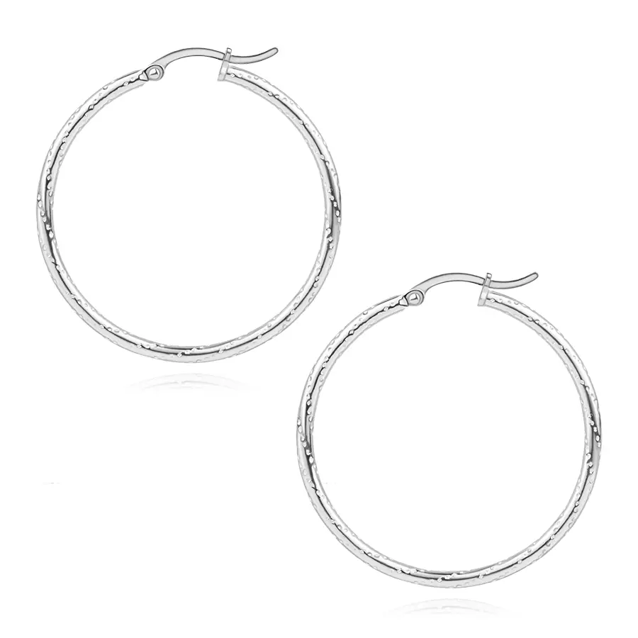 Strieborné náušnice 925 kruhy s jamkami v špirále, 35 mm