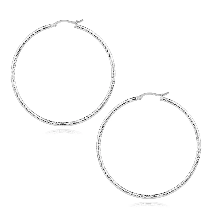 Strieborné náušnice 925 kruhy s gravírovaným vzorom X, 50 mm