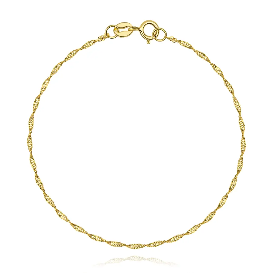 Detský zlatý náramok 14K Singapur zo žltého zlata