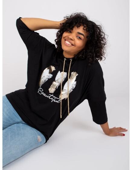 Dámska blúzka plus size voľného strihu RONNIE black