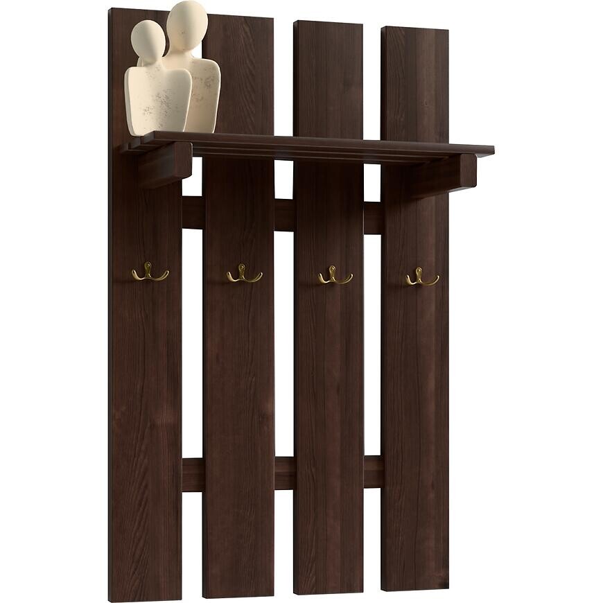 Vešiak S poličkou 4 Kov Rukoväť orech