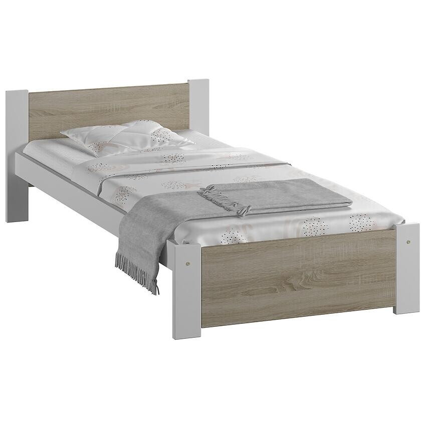 Posteľ Bergen Biela + Dub Sonoma 80