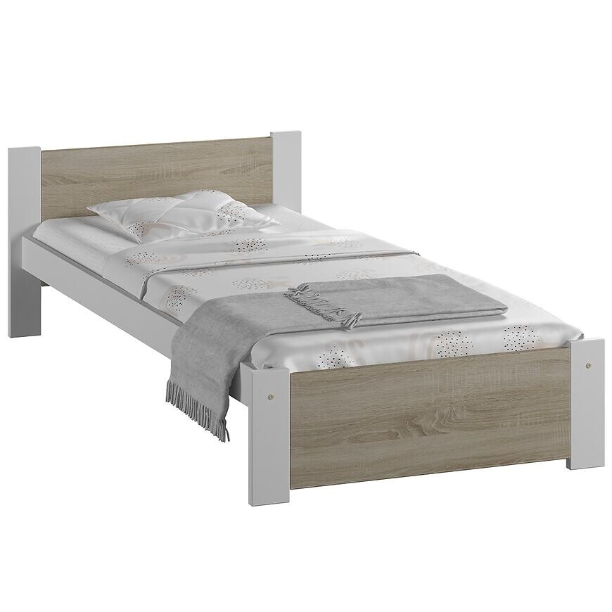 Posteľ Bergen Biela + Dub Sonoma 100