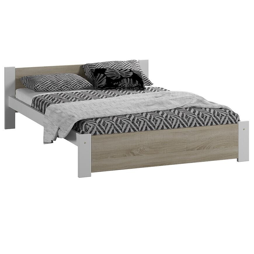 Posteľ Bergen Biela + Dub Sonoma 120