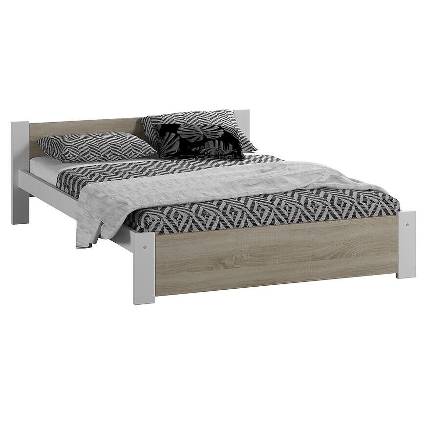 Posteľ Bergen Biela + Dub Sonoma 140