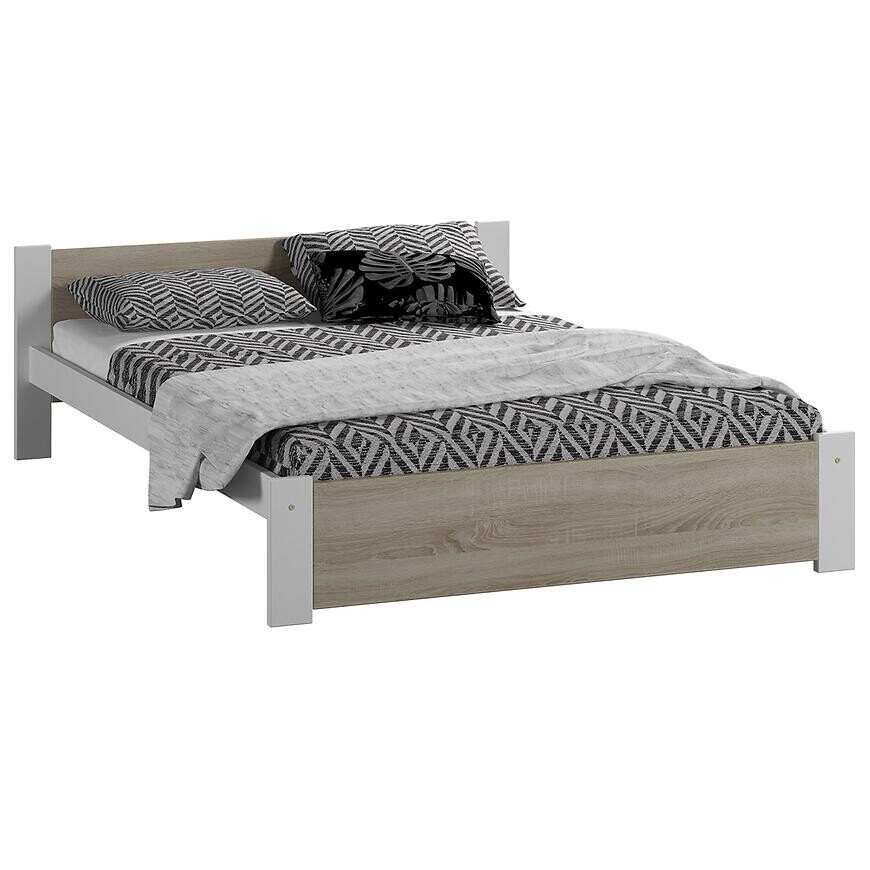 Posteľ Bergen Biela + Dub Sonoma 160