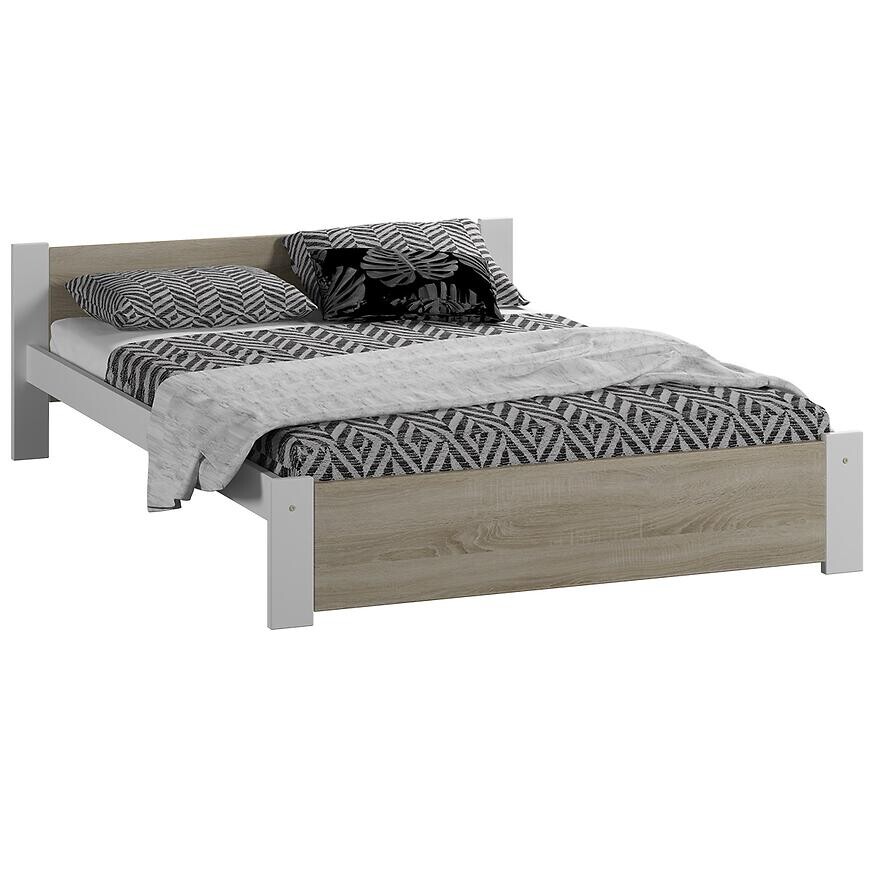 Posteľ Bergen Biela + Dub Sonoma 180