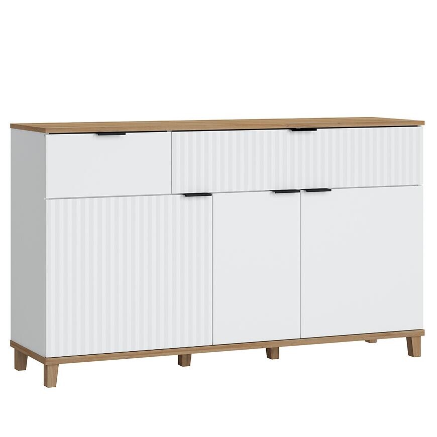 Komoda Plissee PLIK05 3D2S biela alpin/dub grandson