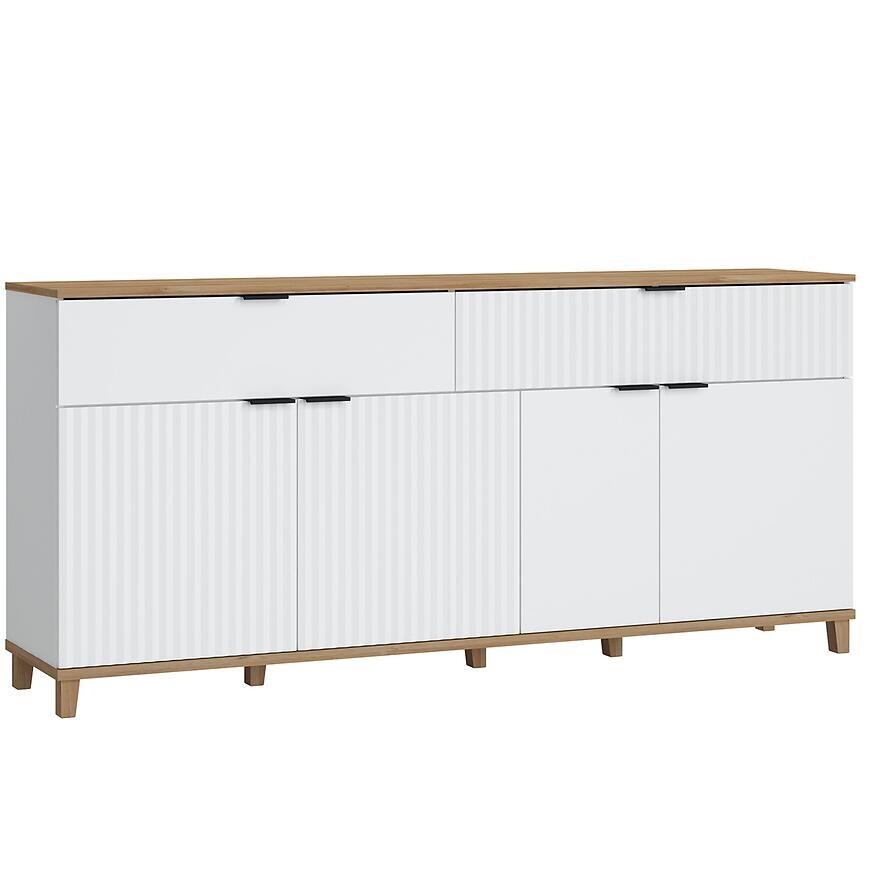 Komoda Plissee PLIK06 4D2S biela alpin/dub grandson