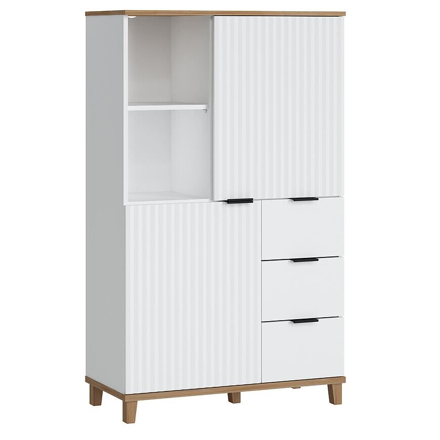 Komoda Plissee PLIK02 2D3S biela alpin/dub grandson