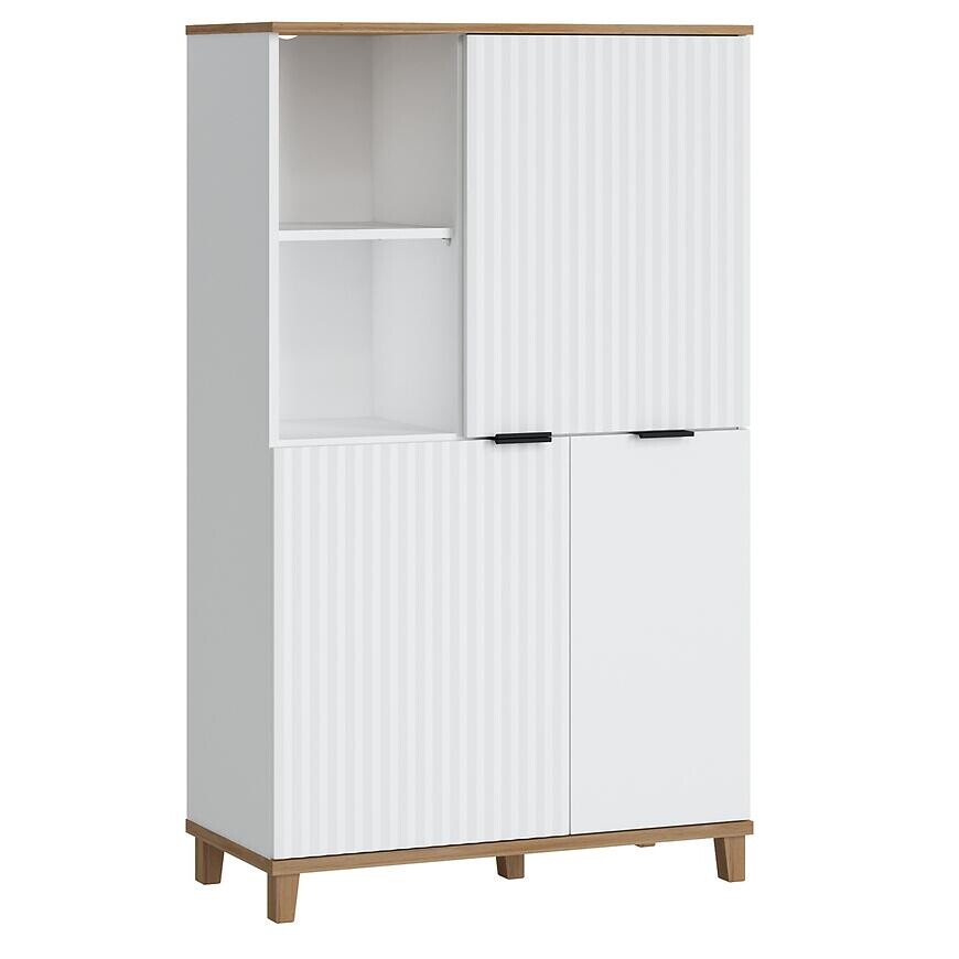 Komoda Plissee PLIK04 3D biela alpin/dub grandson