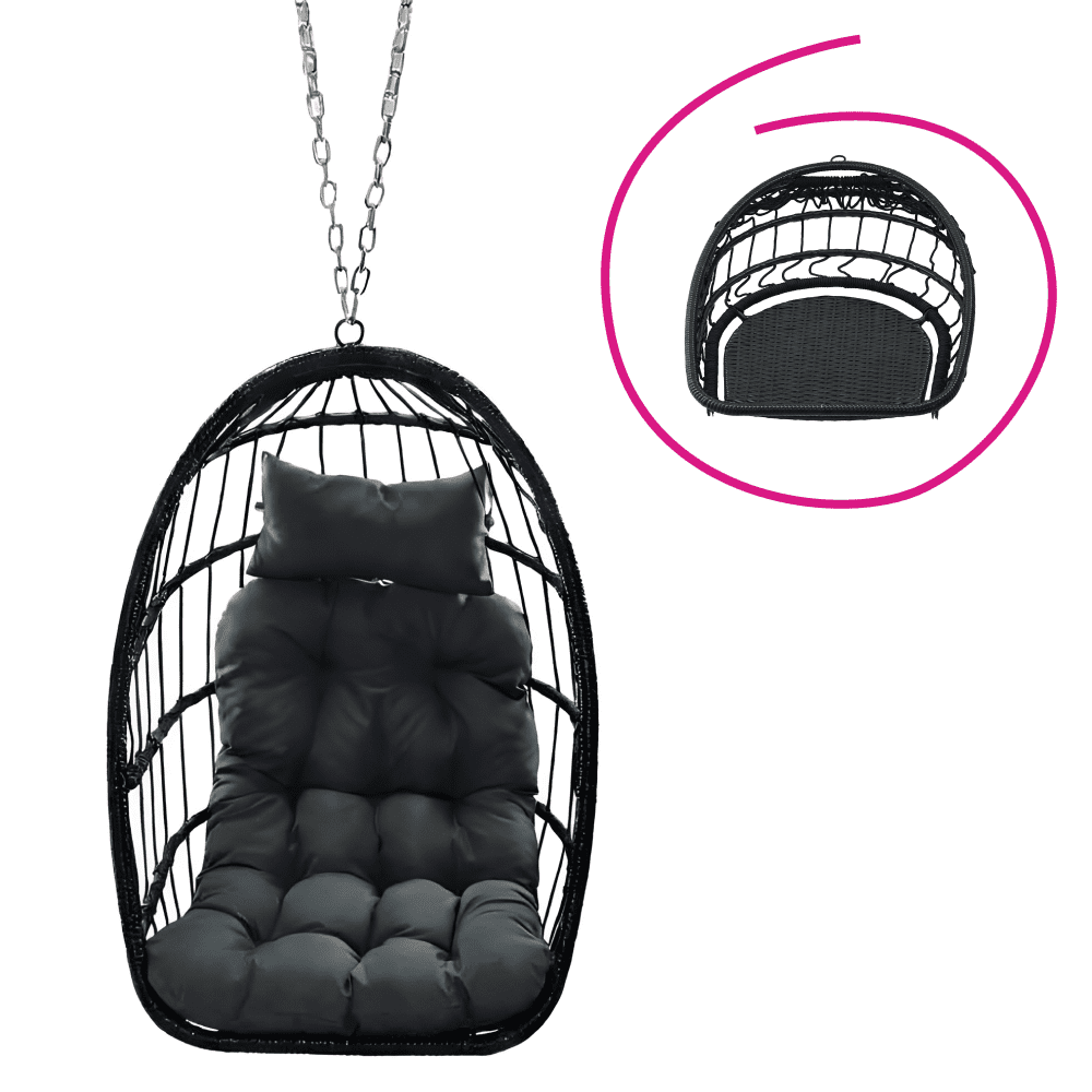 Závesné kreslo, skladacie, čierna, NOBELO