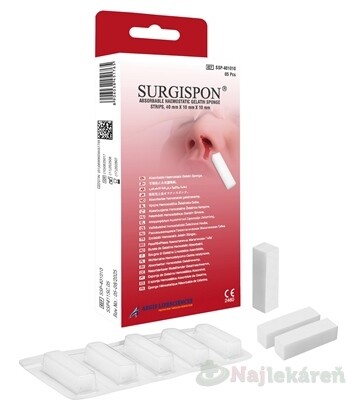 SURGISPON Nasal hemostatická želatínová špongia sterilná 40x10x10mm 5ks