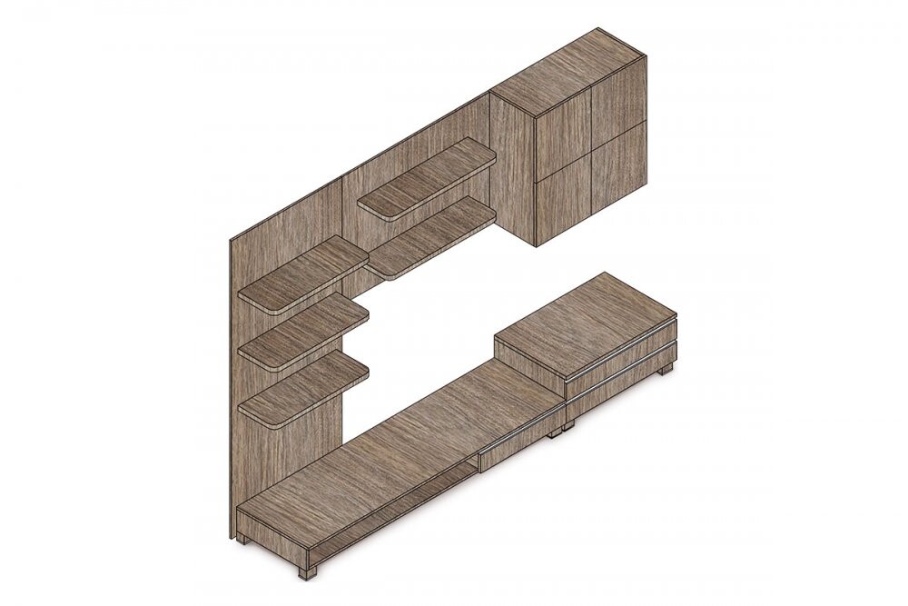 Obývacia stena 300x59x210 cm, farba noce