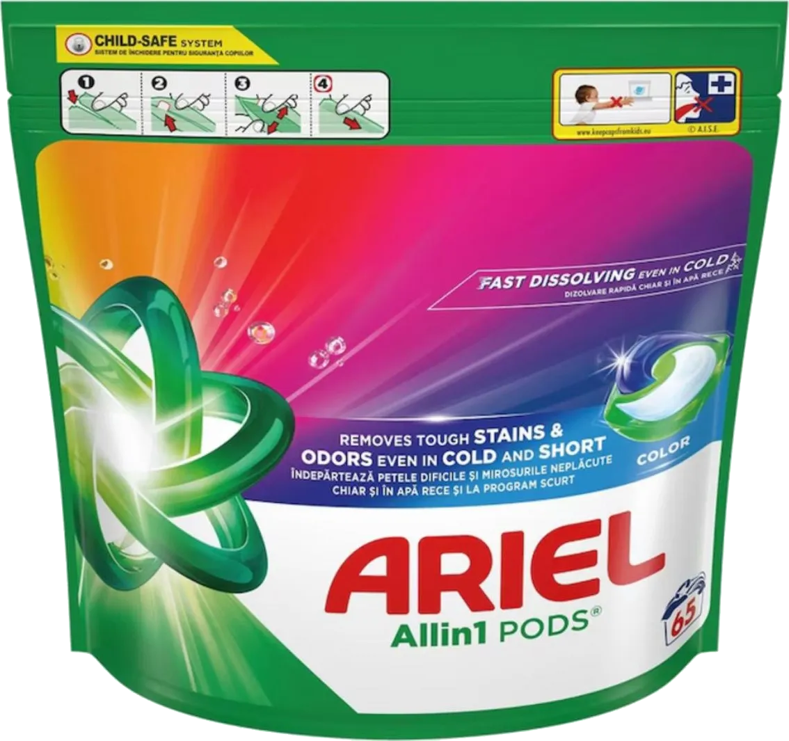 Ariel All in Pods Stain & Odors Color gélové kapsule 65ks