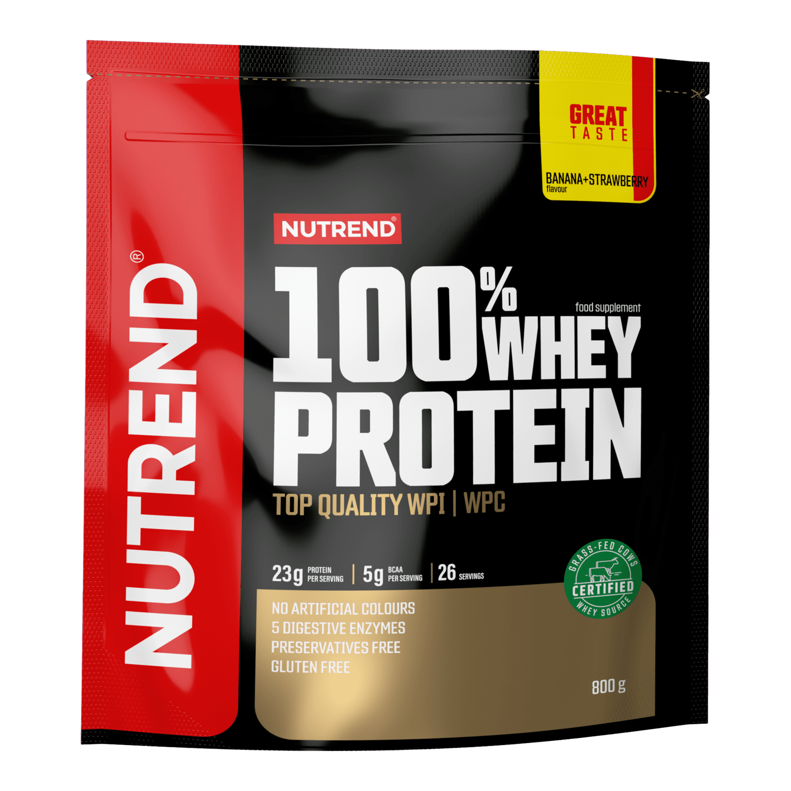 NUTREND 100% Whey Protein Banán + Jahoda 800 g