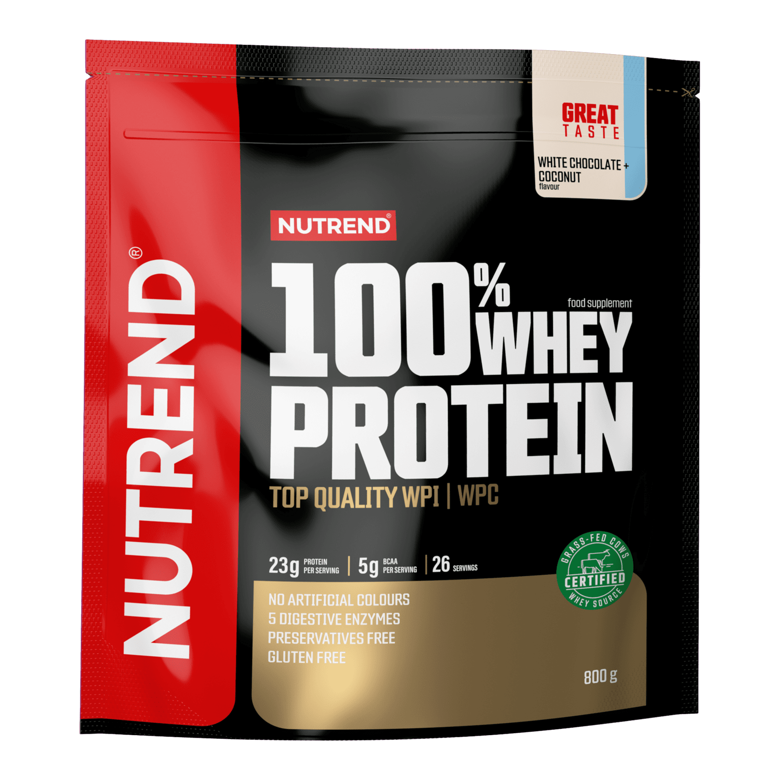 NUTREND 100% Whey Protein Biela čokoláda + kokos 800 g